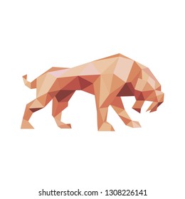 Saber-toothed tiger polygon design low poly abstract illustration logo quality design