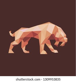 Saber-toothed tiger polygon design low poly abstract illustration logo quality design