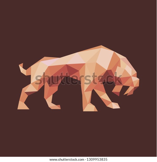 Sabertoothed Tiger Polygon Design Low Poly Abstract Signs