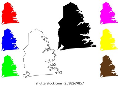 Sabine County, Texas (Counties in Texas, United States of America,USA, U.S., US) map vector illustration, scribble sketch Sabine map