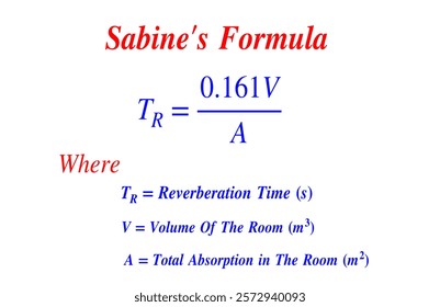 sabine's Formula, sound equations for various education projects school 