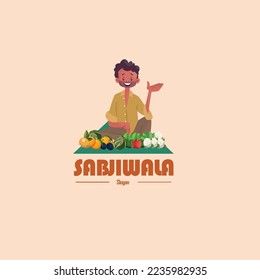 Sabjiwala vector mascot logo template. 