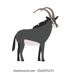 Sable antelope cartoon clipart. Sable antelope vector illustration in flat style. Hand-drawn wild animal concept