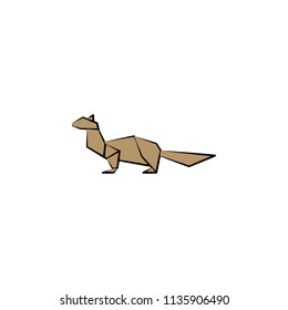 sable colored origami style icon. Element of animals icon. Made of paper in origami technique vector Illustration sable icon can be used for web and mobile on white background