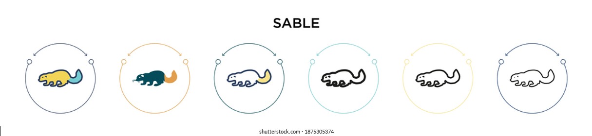 Sable icon in filled, thin line, outline and stroke style. Vector illustration of two colored and black sable vector icons designs can be used for mobile, ui, web