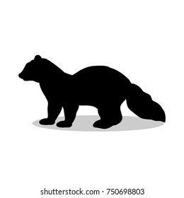 Sable Marten Mink Mammal Black Silhouette Animal. Vector Illustrator.	