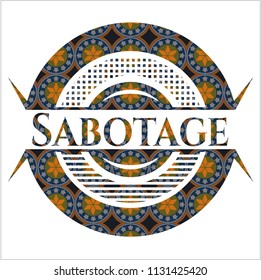 Sabotage arabesque style badge. arabic decoration.