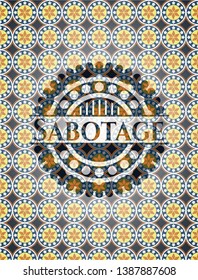 Sabotage arabic emblem. Arabesque decoration.