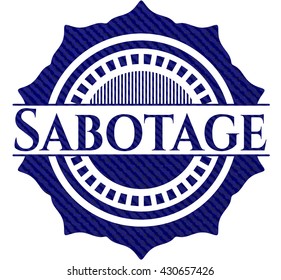 Sabotage badge with denim texture