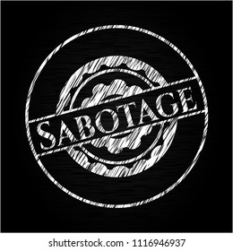 Sabotage chalk emblem written on a blackboard