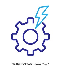 Sabotage Icon – Gear with Lightning Representing Deliberate System Disruption