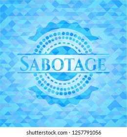 Sabotage light blue emblem with triangle mosaic background