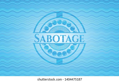 Sabotage light blue water style badge. Vector Illustration. Detailed.