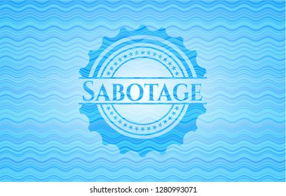 Sabotage sky blue water style badge.