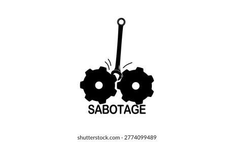 Sabotage symbol, black isolated vector silhouette