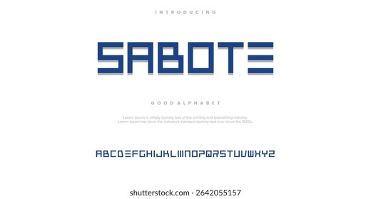 SABOTE Moderno fontes abstratas mínimas. Tecnologia de tipografia, eletrônico, filme, digital, música, futuro, logotipo fonte criativa. ilustração vetorial