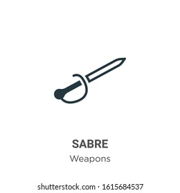 Sabre glyph icon vector on white background. Flat vector sabre icon symbol sign from modern weapons collection for mobile concept and web apps design.