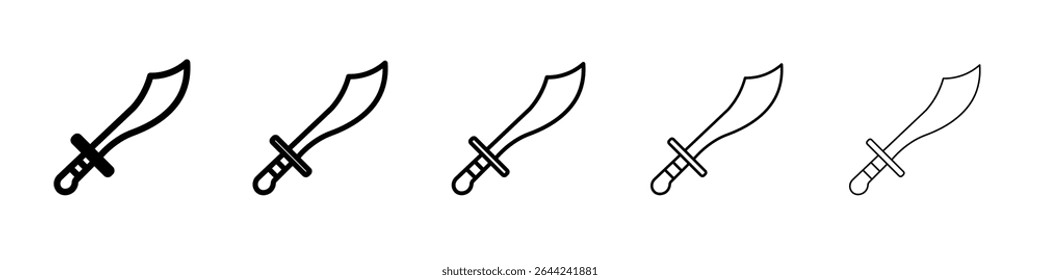 Säbelsymbol dünner Umriss Logo-Markensatz