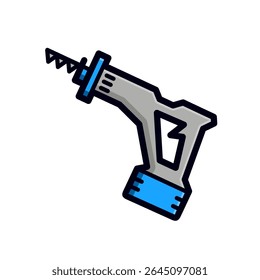 sabre saw cordless simple flat icon illustration outline color