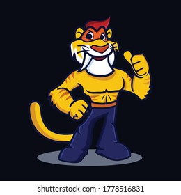 sabretooth mascot vector ilustration logo company