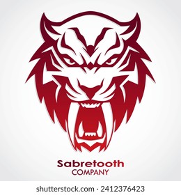 sabretooth tiger beast head color logo