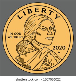 Sacagawea Golden Dollar Coin Vector