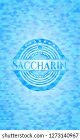 Saccharin sky blue emblem. Mosaic background