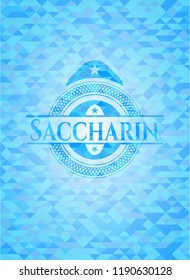 Saccharin sky blue emblem with triangle mosaic background