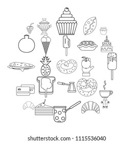 Saccharose icons set. Outline set of 25 saccharose vector icons for web isolated on white background