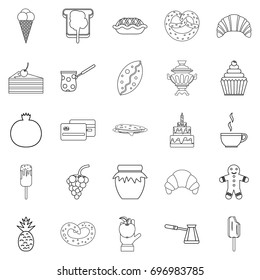 Saccharose icons set. Outline set of 25 saccharose vector icons for web isolated on white background