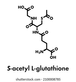 S-Acetyl L-Glutathione food supplement molecule. Skeletal formula.