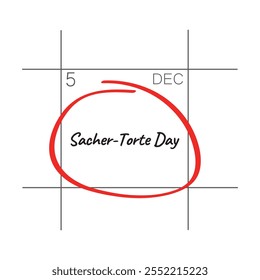 Dia de Sacher-Torte, 5 de dezembro - data do calendário.