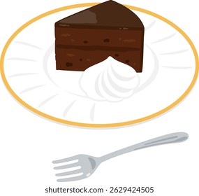Sachertorte on a plate and a fork