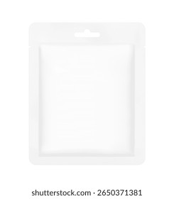 Saqueta saco com ranhura de euro e entalhe rasgante mockup. Ilustração de vetor hiper-realista isolada em fundo branco. Pronto para uso no seu design. EPS10