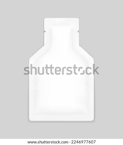 Sachet bag mockup. Vector illustration isolated on white background. Front view. Can be use for template your design, presentation, promo, ad. EPS10.