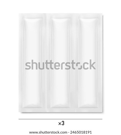 Sachet bag strip mockup. Vector illustration isolated on white background. Flat lay view. Can be use for template your design, presentation, promo, ad. EPS10.