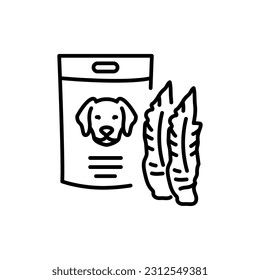 Sachet dog snack black line icon. Pictogram for web page, mobile app, promo.