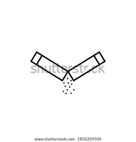 Sachet Stick Open pouring out Granulated Product Sugar icon. Vector