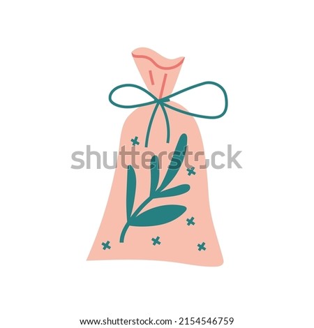 Sachet textile bag, cartoon style. Trendy modern vector illustration isolated on white background, hand drawn, flat design. 