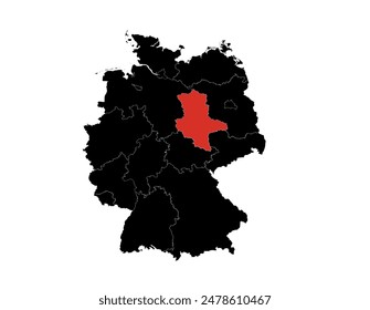 sachsen Anhalt state highlighted on Germany map Vector.