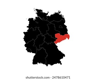 sachsen state highlighted on Germany map Vector.