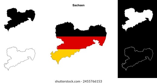 Sachsen state outline map set