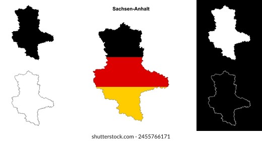 Sachsen-Anhalt state outline map set