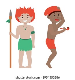 Saci Perere and Curupira, characters of Brazilian legends and folklore stories Folklore Brazil Vector Ilustration