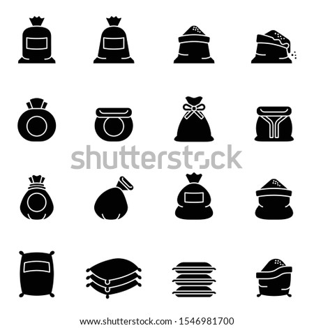 Sack, bag flour, money Bag vector flat icon set with white background.