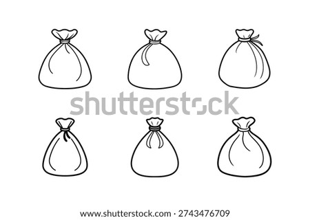 sack bag icon line art vector outline illustration isolated