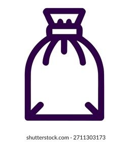 Ícone de saco de saco. Ilustração vetorial linear de saco de saco isolado em fundo branco.