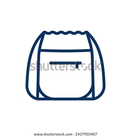 Sack Bag Icon. Vector Isolated Line Art Illustration with Editable Stroke of Modern Handbag Accessory for Gym, Sport, Running, Shopping and Travel. Modern Casual Minimal Design.