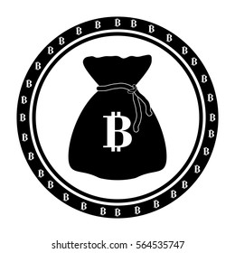 sack with bitcoin currency over white background. vector illustration 