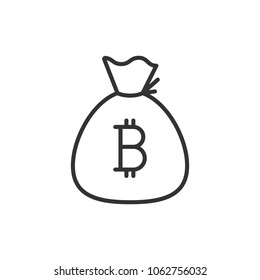 Sack of bitcoin outline icon